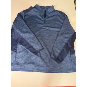 Pro Tour Mens 3X Navy Blue Space Dye Quarter Zip Pullover Golf Sweater